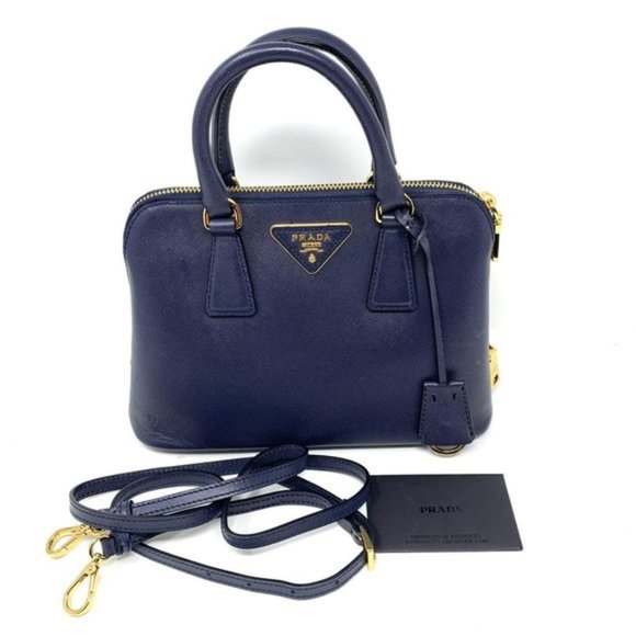 AUTH PRADA LOGOS SAFFIANO LUX LEATHER 2WAY BAG - Picture 2 of 13